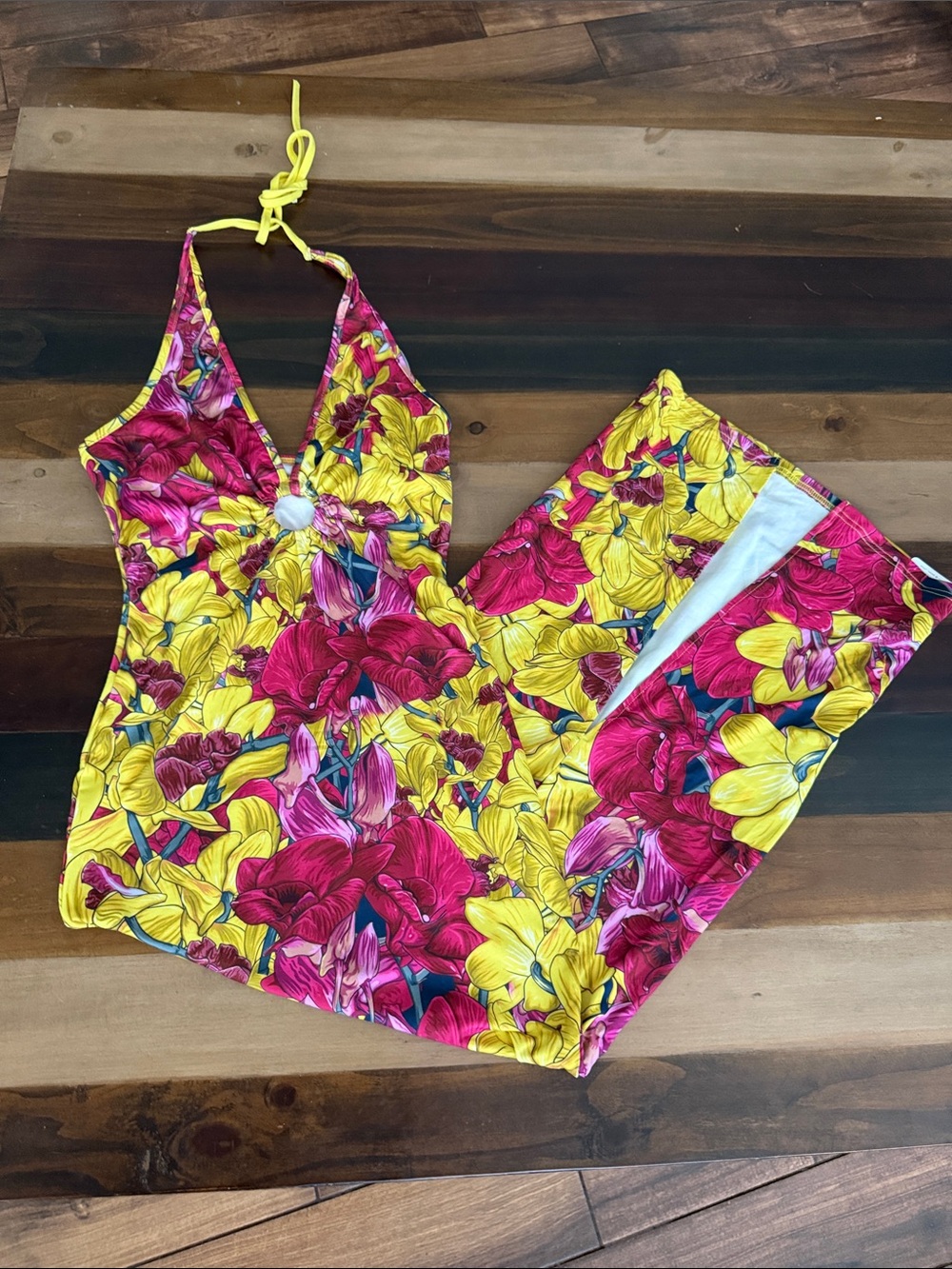 SHEIN Yellow & Pink Floral Maxi Dress - Picture 3 of 11